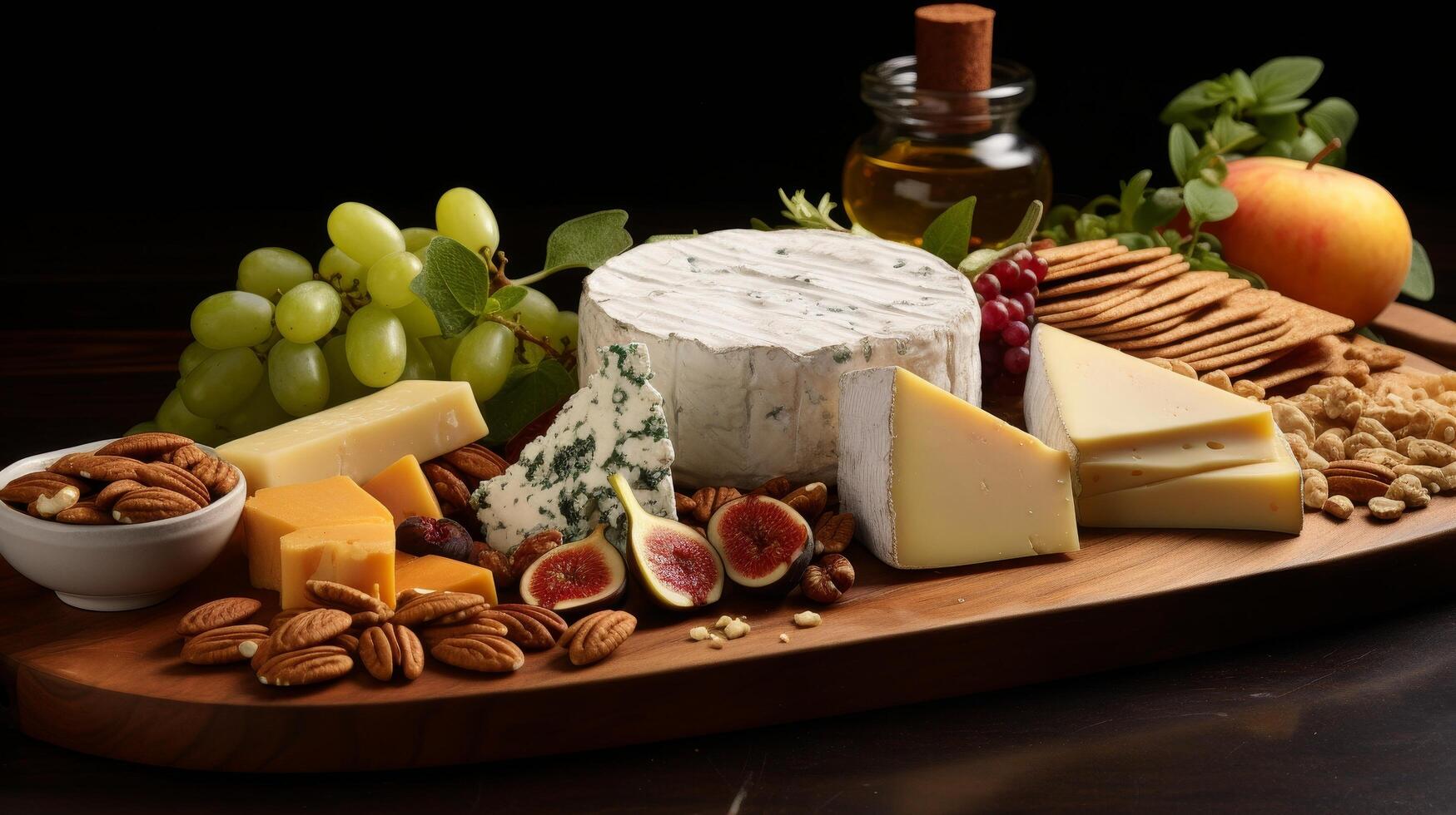 Gourmet cheese and fruit platter photo
