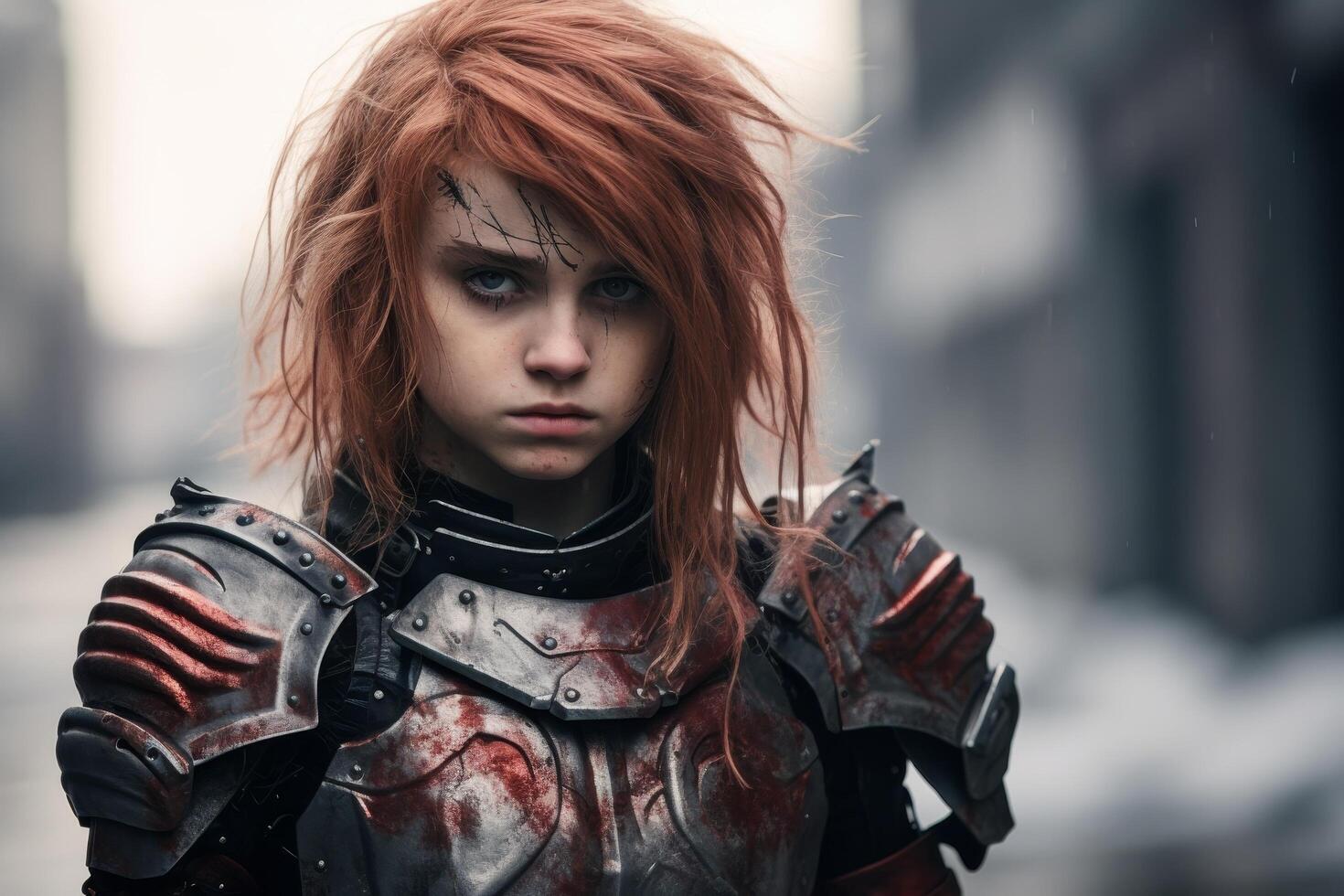 Fierce warrior with intense expression photo