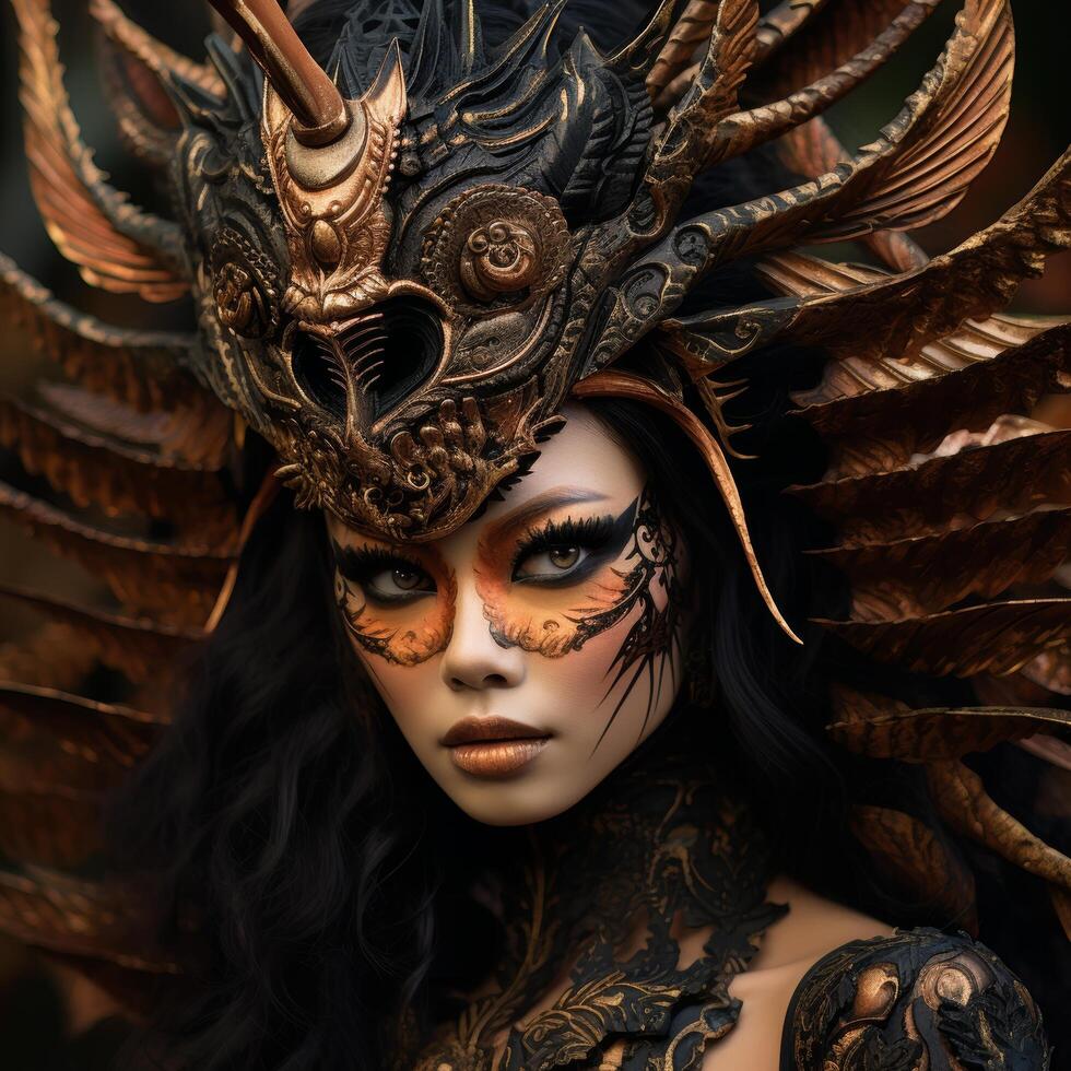 Ornate fantasy warrior woman portrait photo