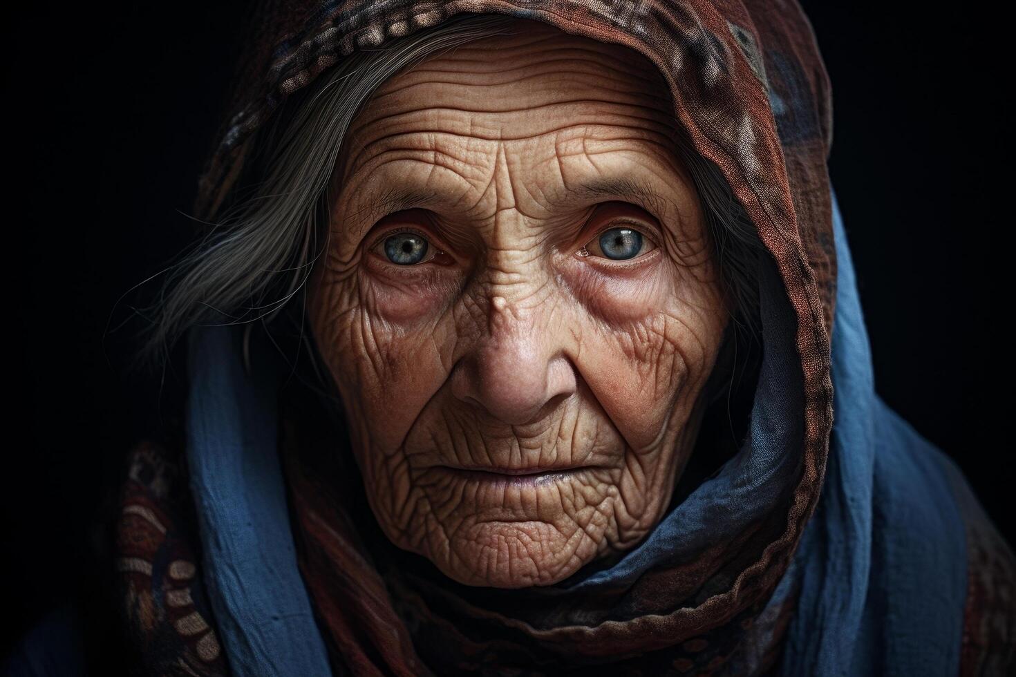 Weathered face of an elderly person photo