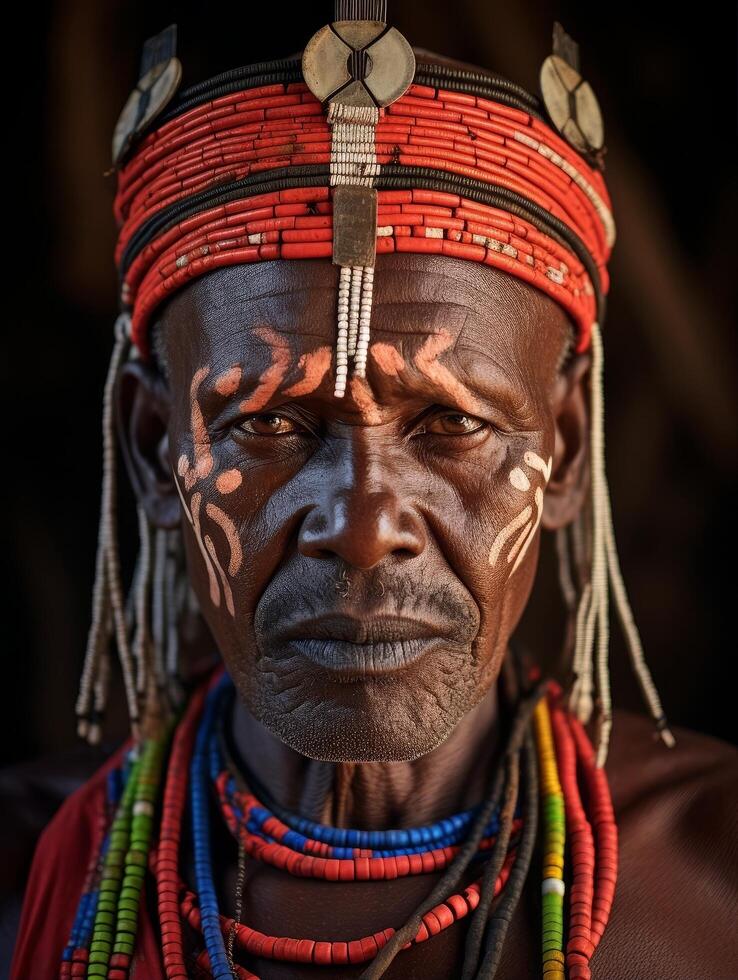 Striking portrait of indigenous tribal elder photo