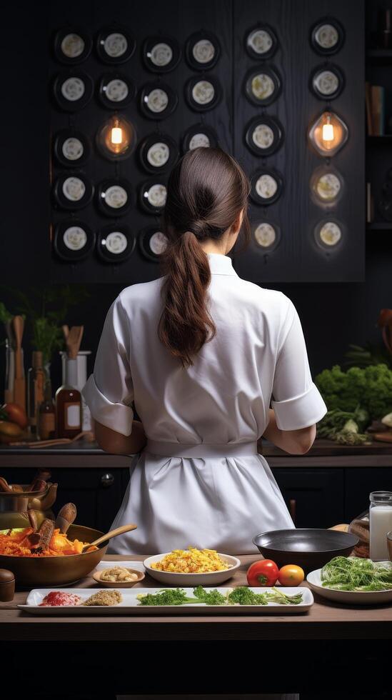 chef preparing healthy meal in kitchen photo
