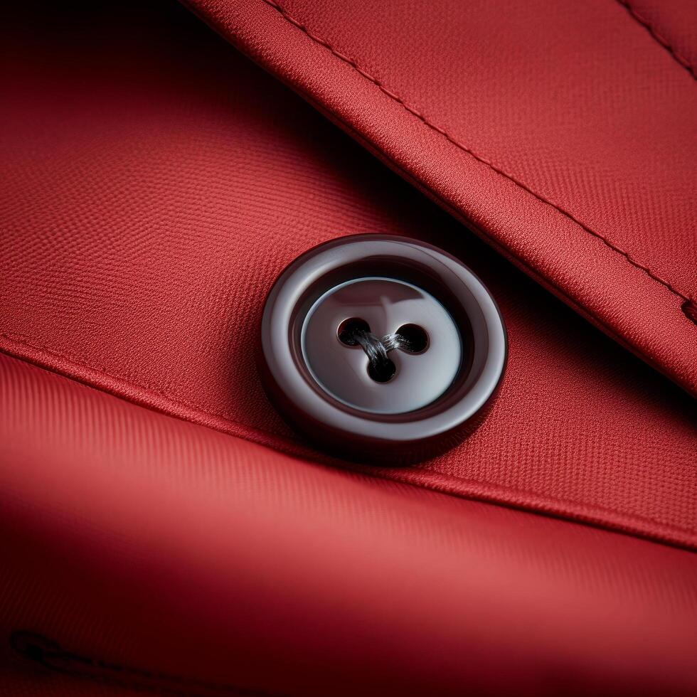 Close up of a red fabric with a black button photo