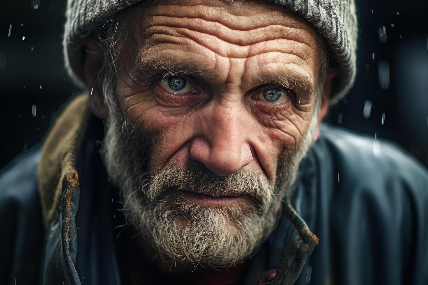 Rugged and weathered face of an elderly man photo