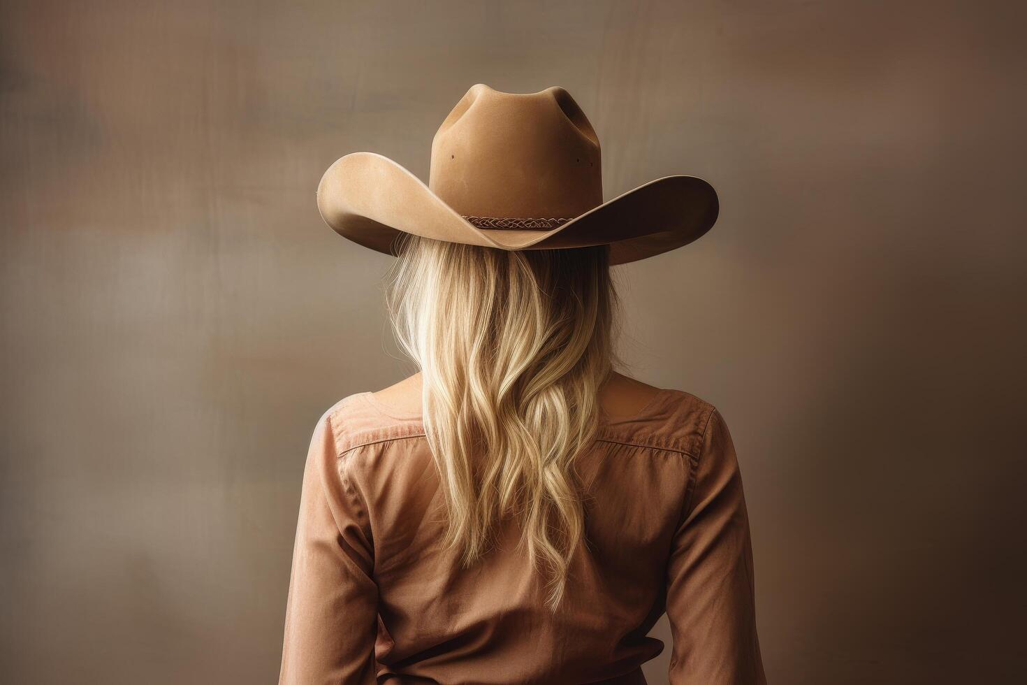 woman in cowboy hat with long blonde hair photo