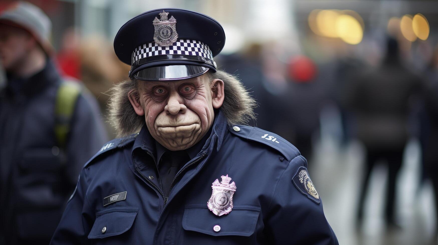 police officer in uniform with a serious expression photo