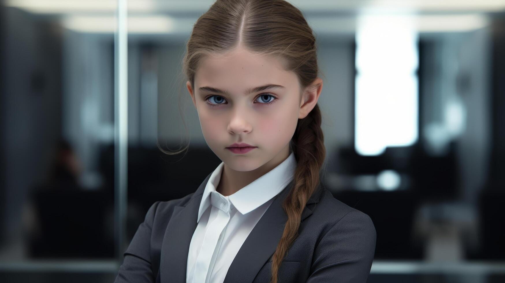 serious young business woman in suit photo