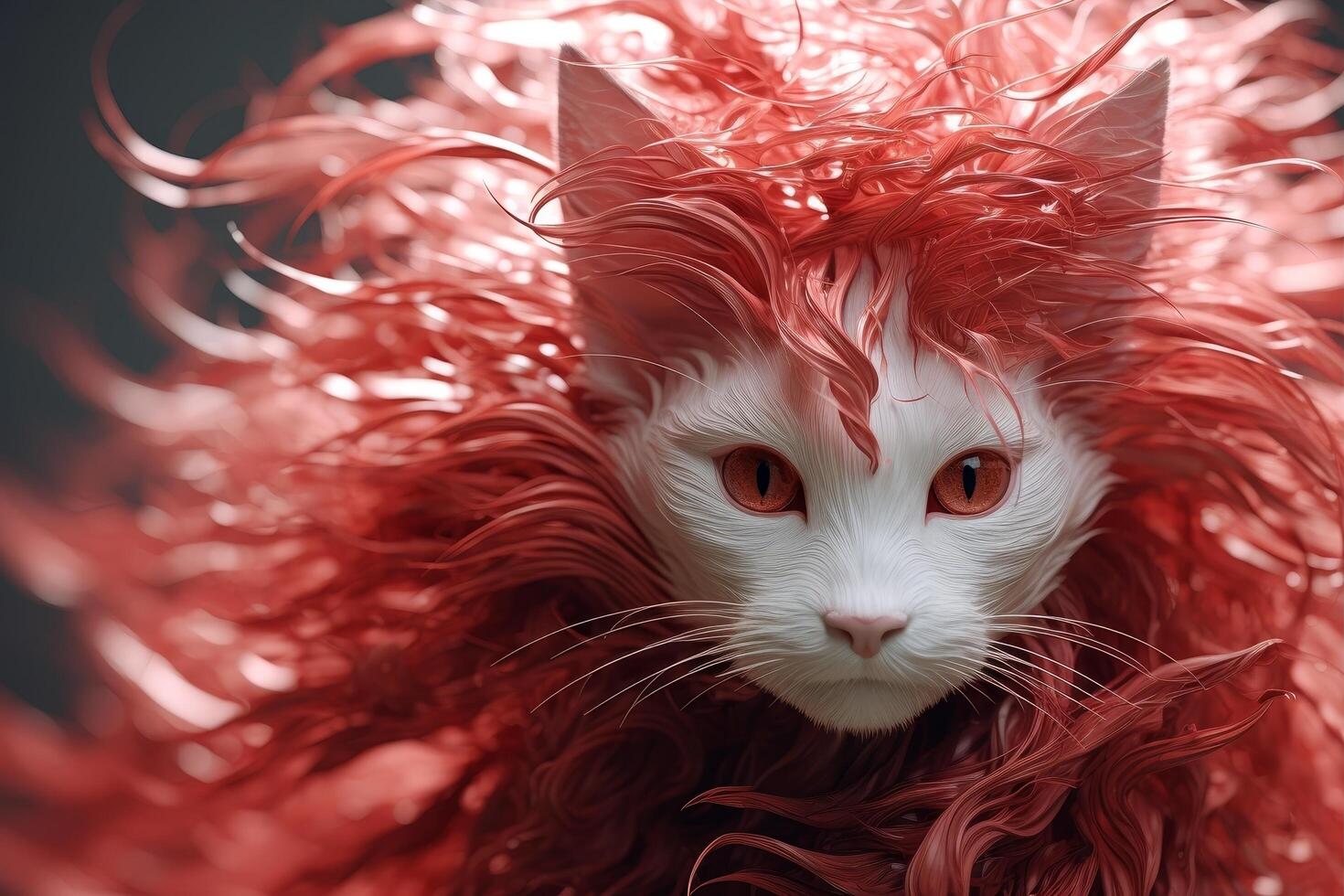 Vibrant feline portrait with striking red fur photo