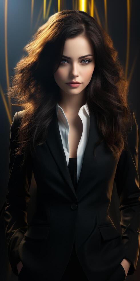 Confident business woman in black suit photo