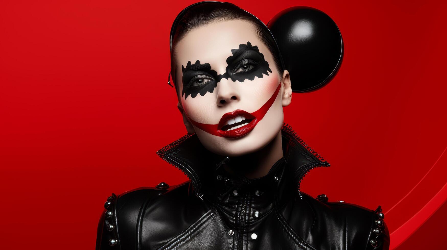 dramatic gothic makeup on a womans face photo