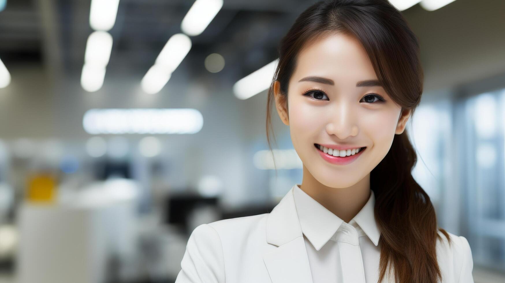smiling asian woman in business attire photo