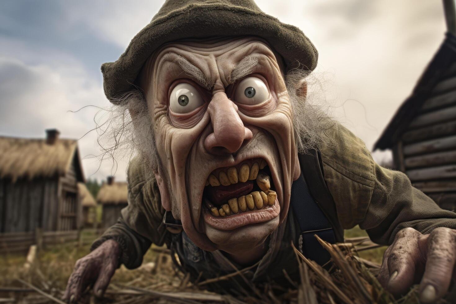 Frightening Creature with Exaggerated Features photo