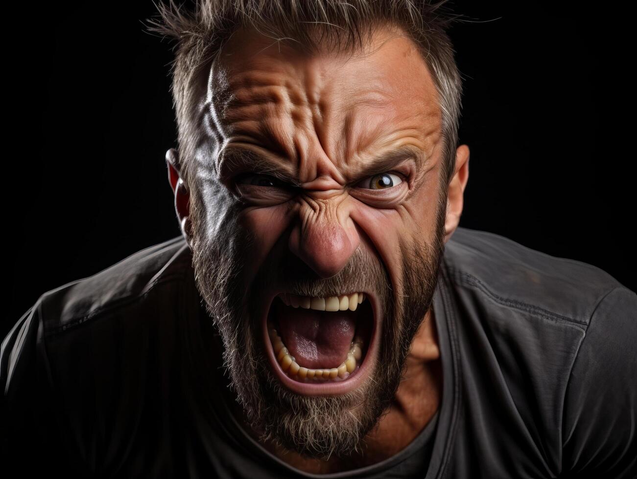 angry man with beard shouting photo