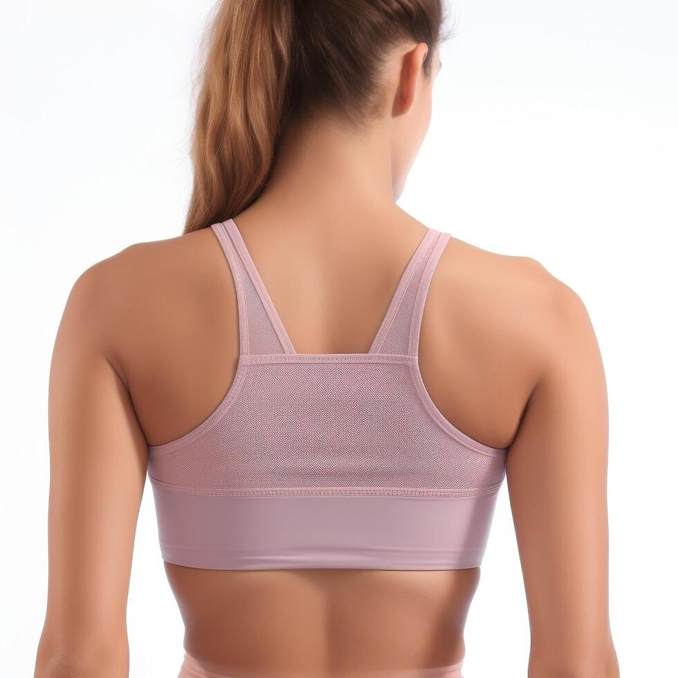 womans back in pink sports bra photo