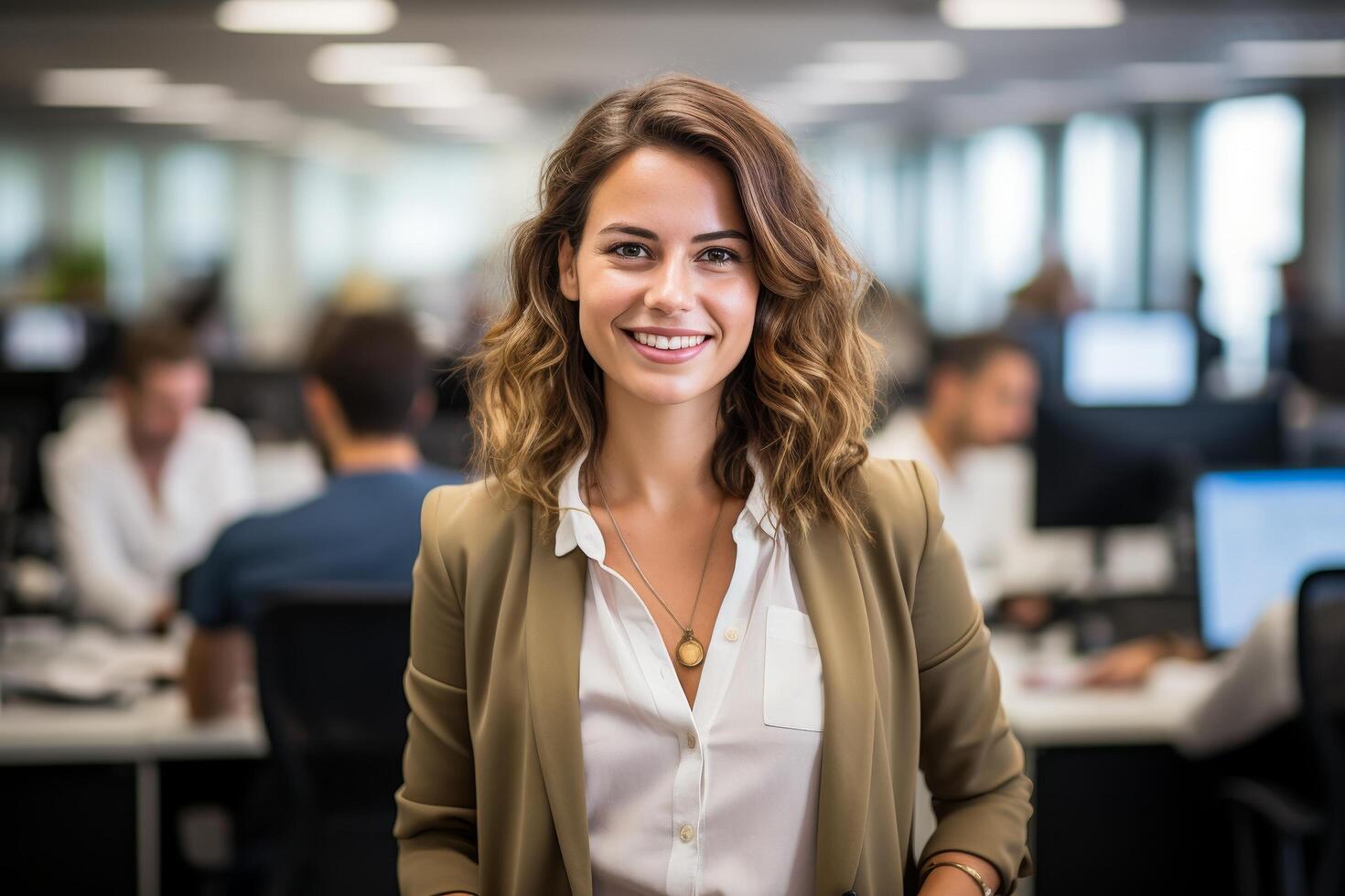 Smiling businesswoman in office photo