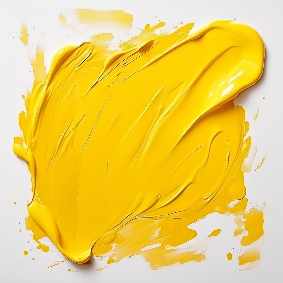 Vibrant yellow paint brush strokes photo