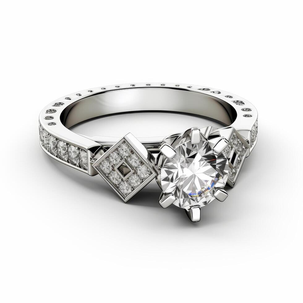 Elegant diamond engagement ring with intricate design photo