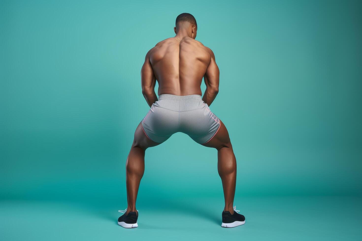 muscular male athlete posing in studio photo