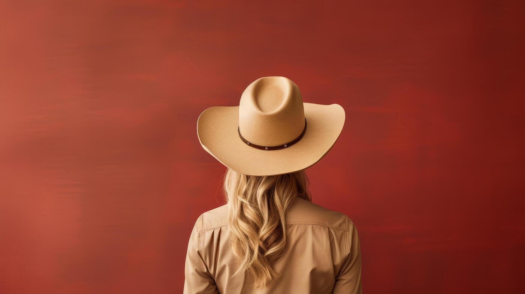 Stylish woman wearing a cowboy hat photo