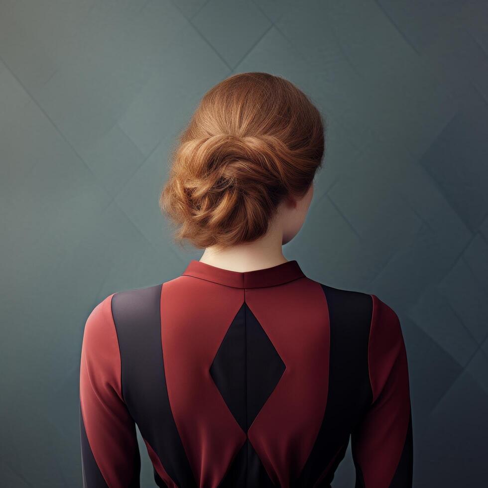Elegant woman with stylish updo hairstyle photo