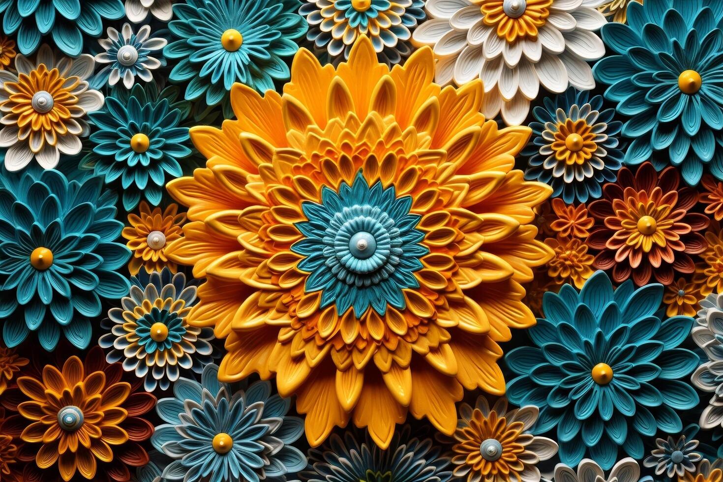vibrant floral pattern with colorful flowers photo