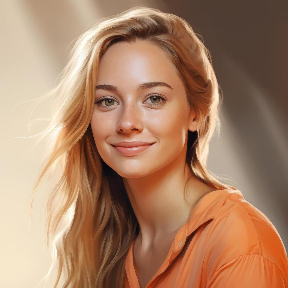 Smiling woman with blonde hair photo
