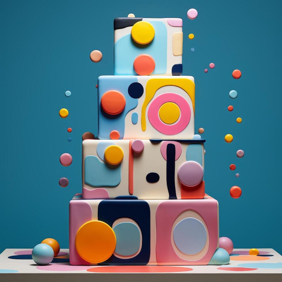 Colorful abstract geometric shapes and patterns photo