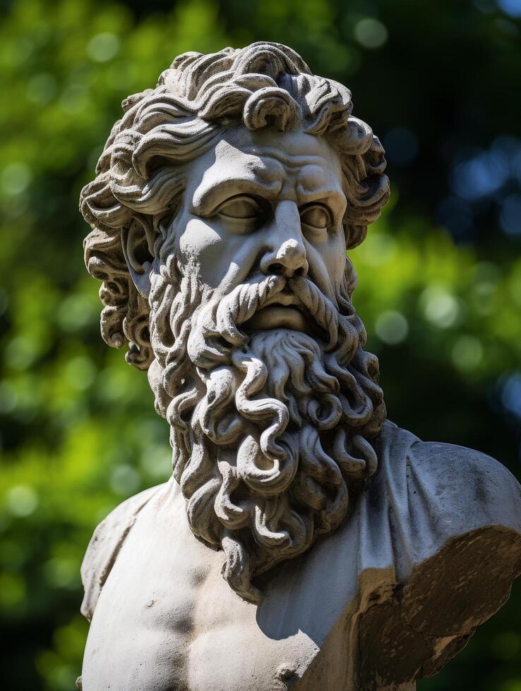 ancient greek statue in a garden photo