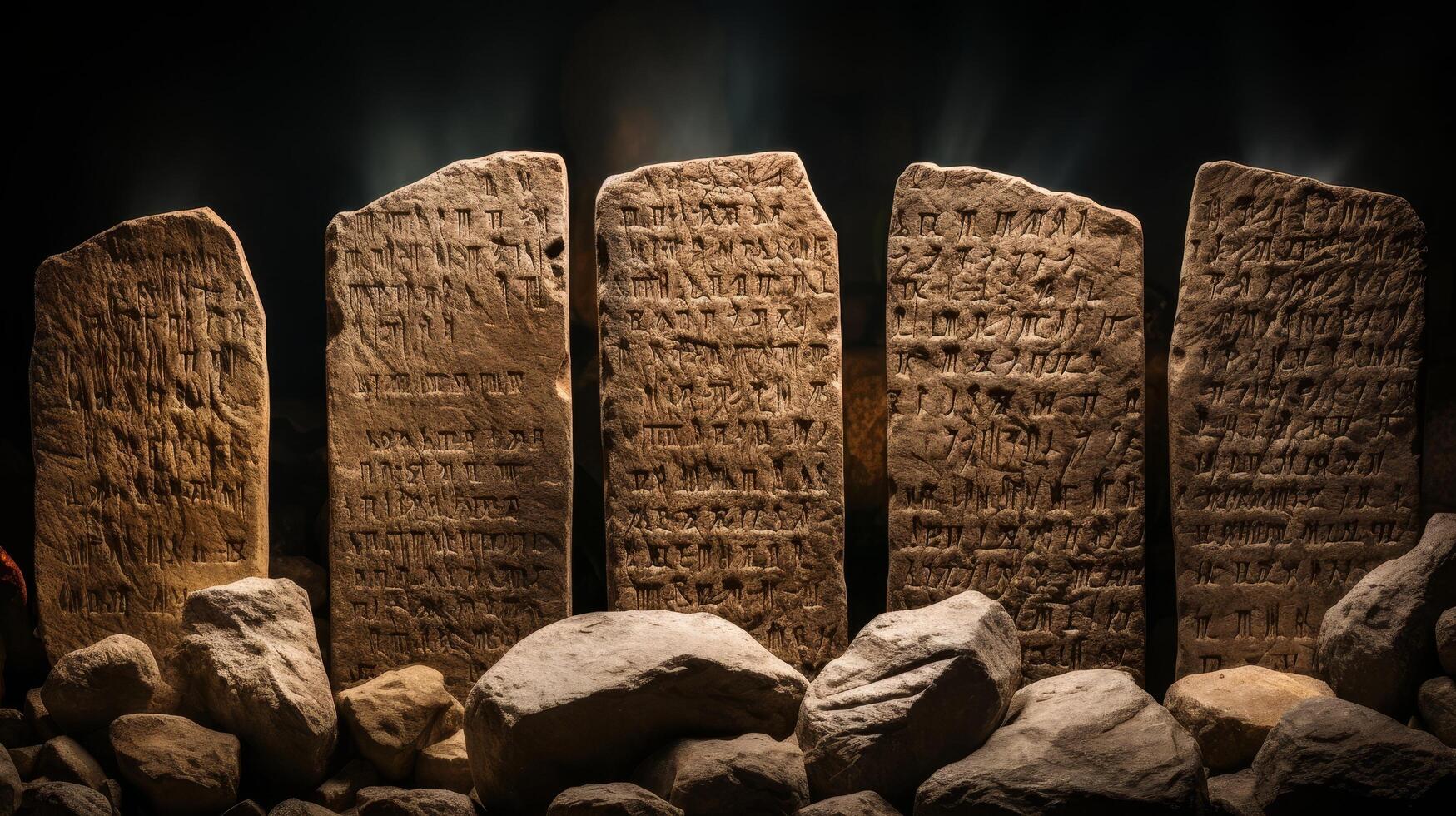 ancient stone tablets with cuneiform writing photo