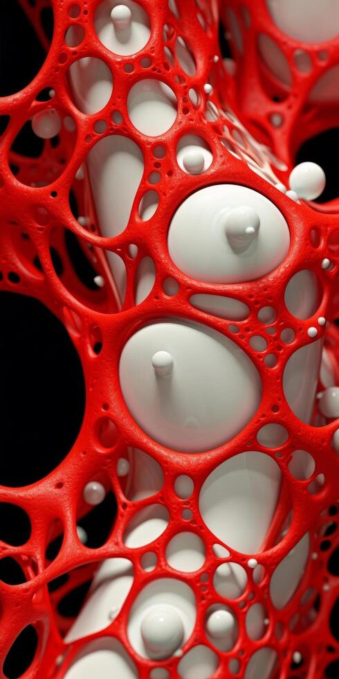 Intricate red and white cellular structure photo