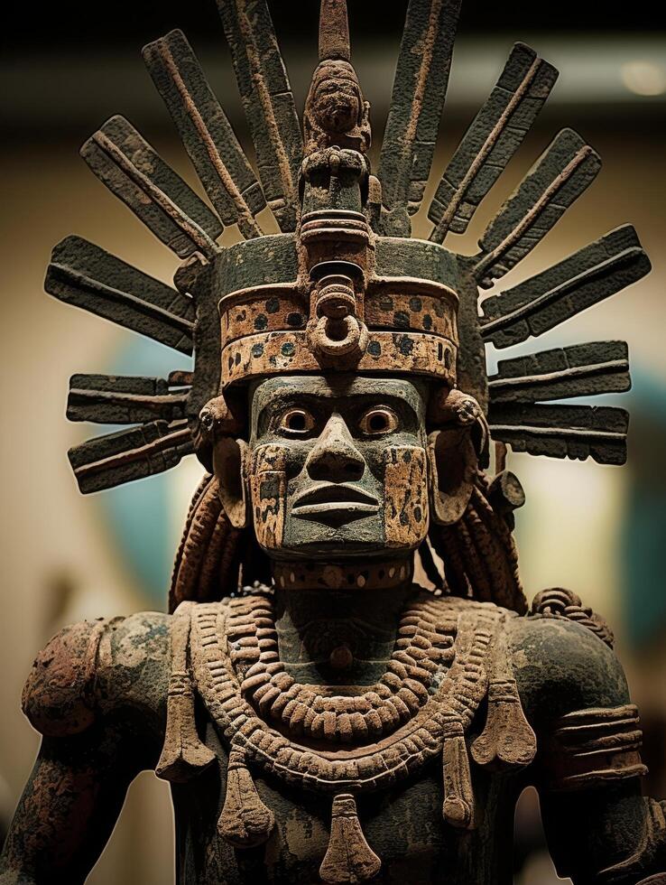 Intricate ancient mesoamerican stone sculpture photo