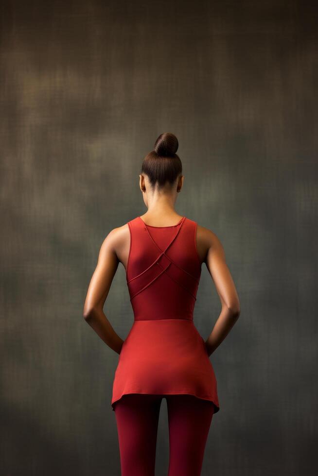 Elegant dancer in red costume photo