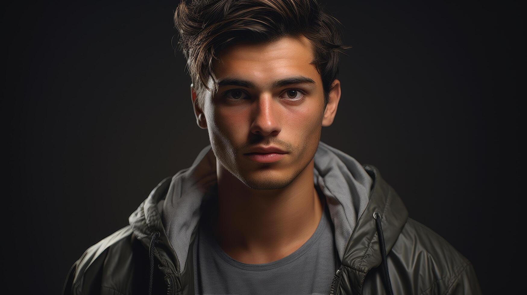 Serious young man in casual jacket photo