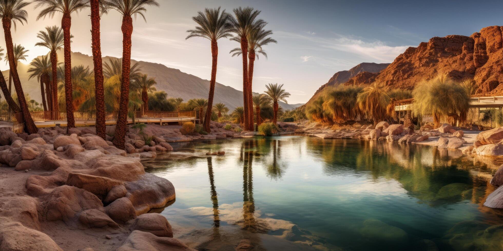 Serene oasis in the desert photo