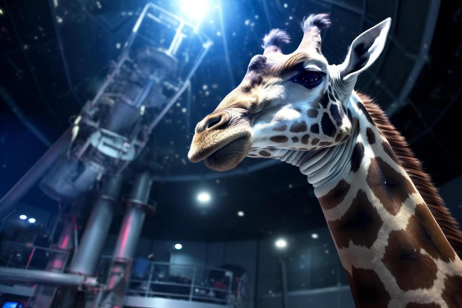 Giraffe in a futuristic environment photo