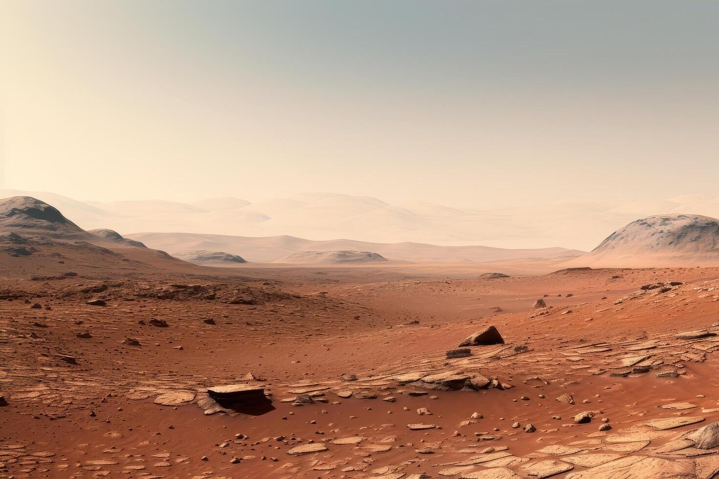 Vast Martian Landscape at Sunset photo