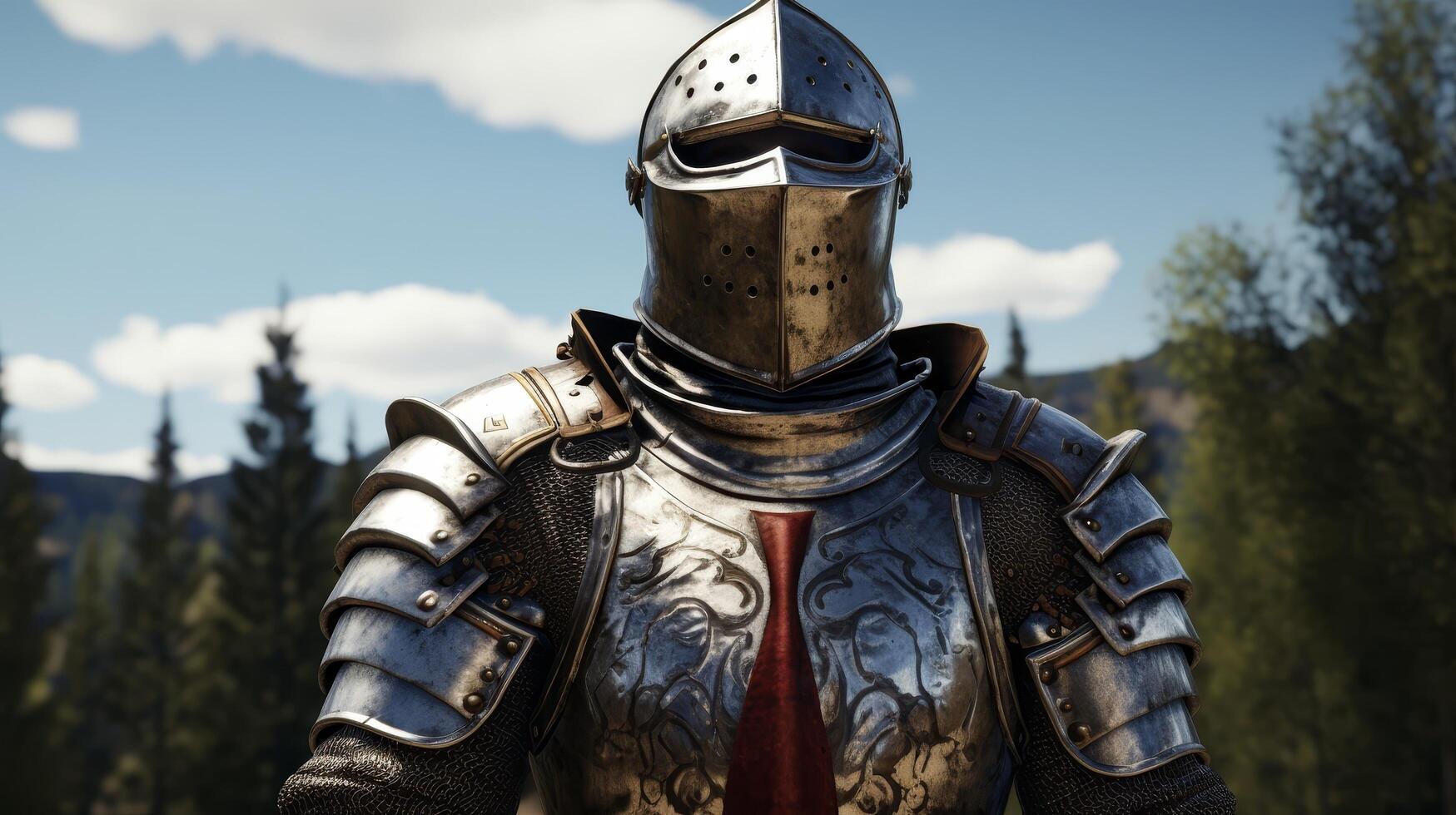 Armored knight in medieval armor photo