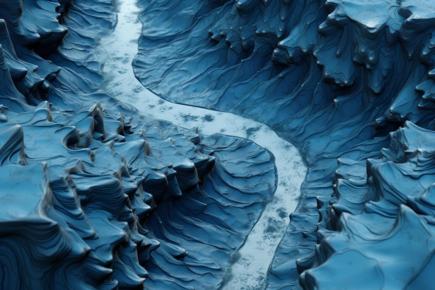 Frozen winter landscape with icy blue textures photo