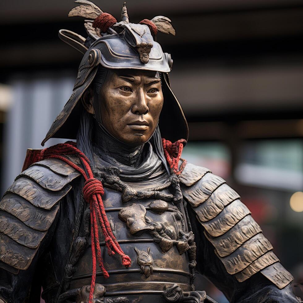 Warrior in traditional japanese armor photo