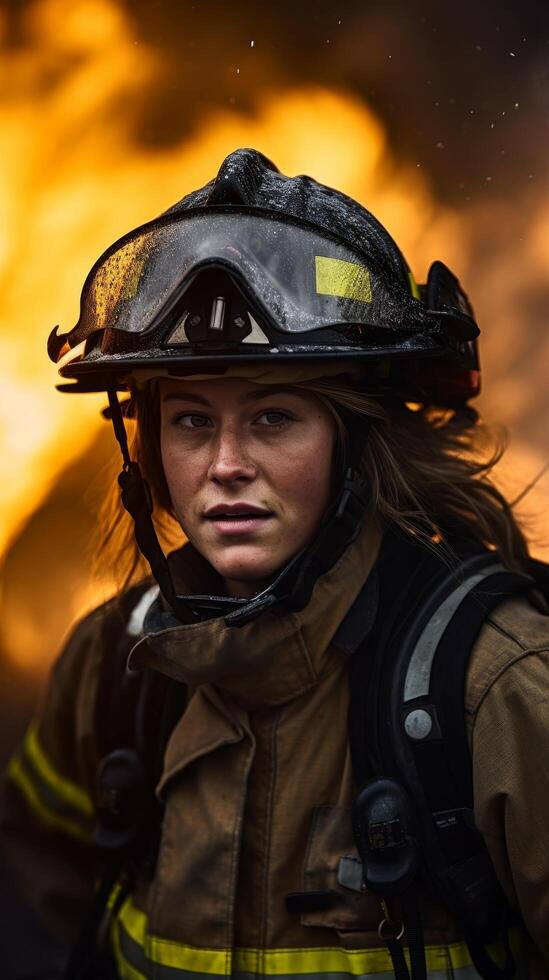firefighter in action during emergency response photo