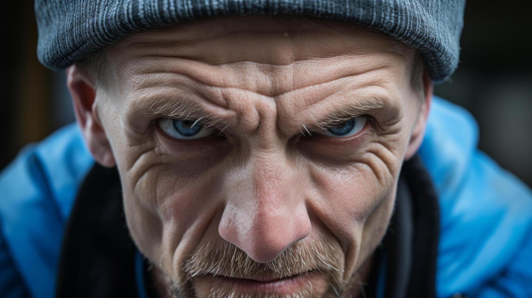 Intense gaze of a weathered older man photo