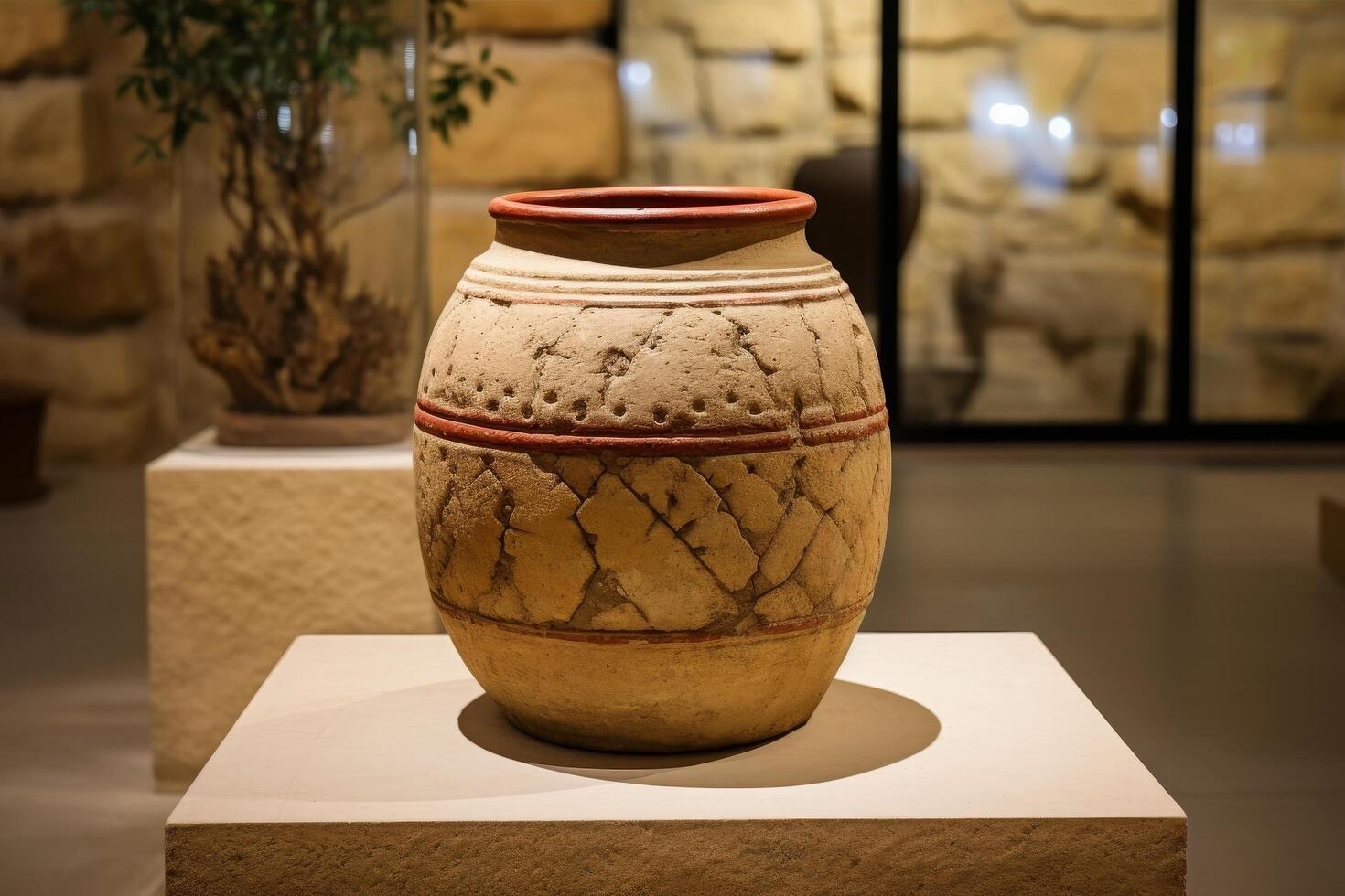 Antique ceramic vase with intricate patterns photo