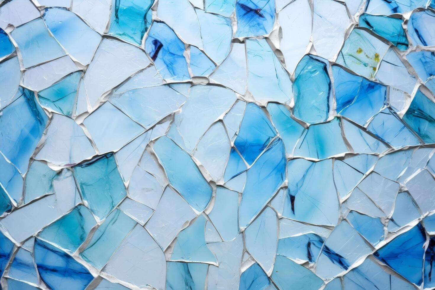 Broken glass mosaic in shades of blue photo