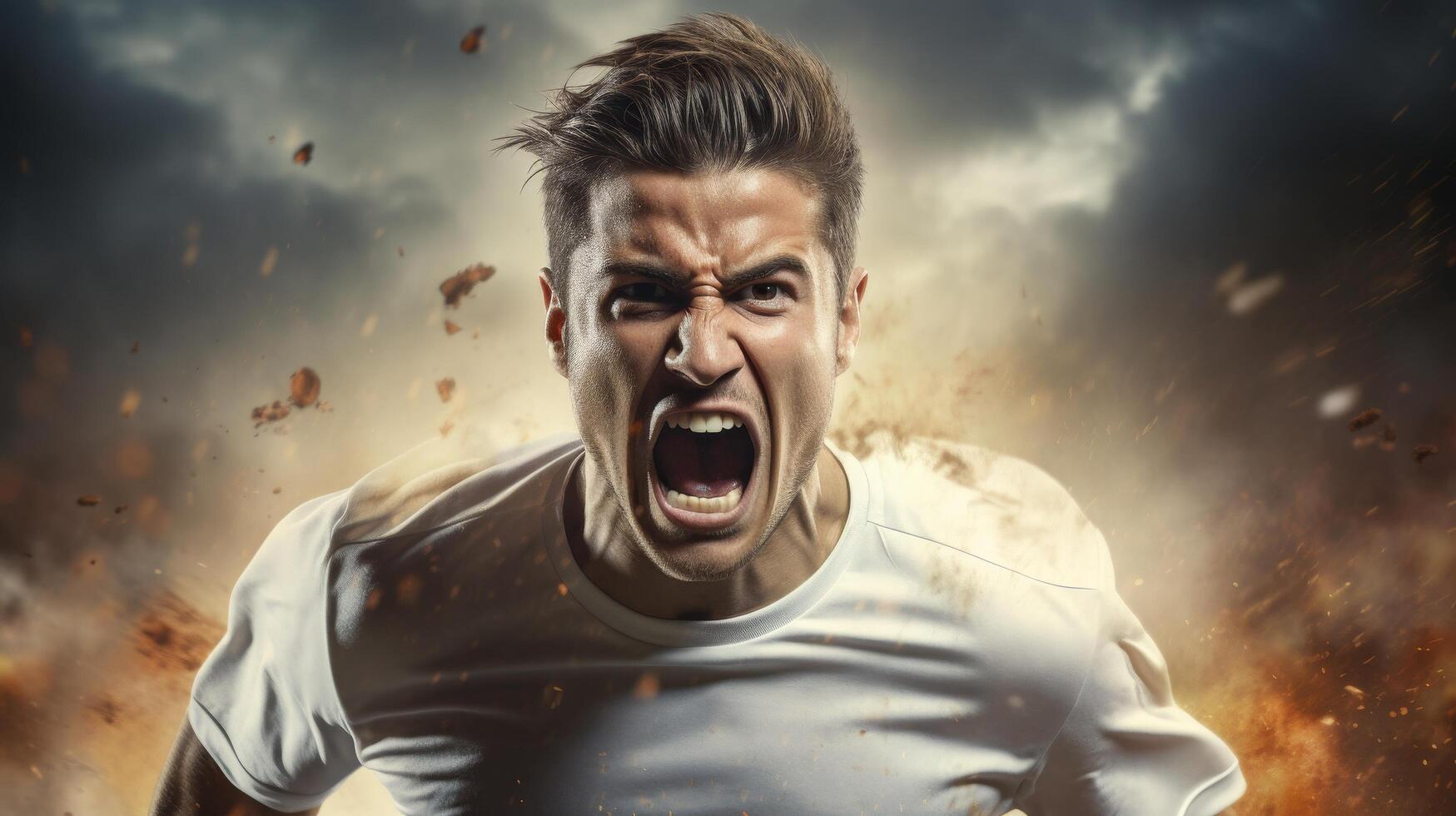 intense man shouting in anger photo