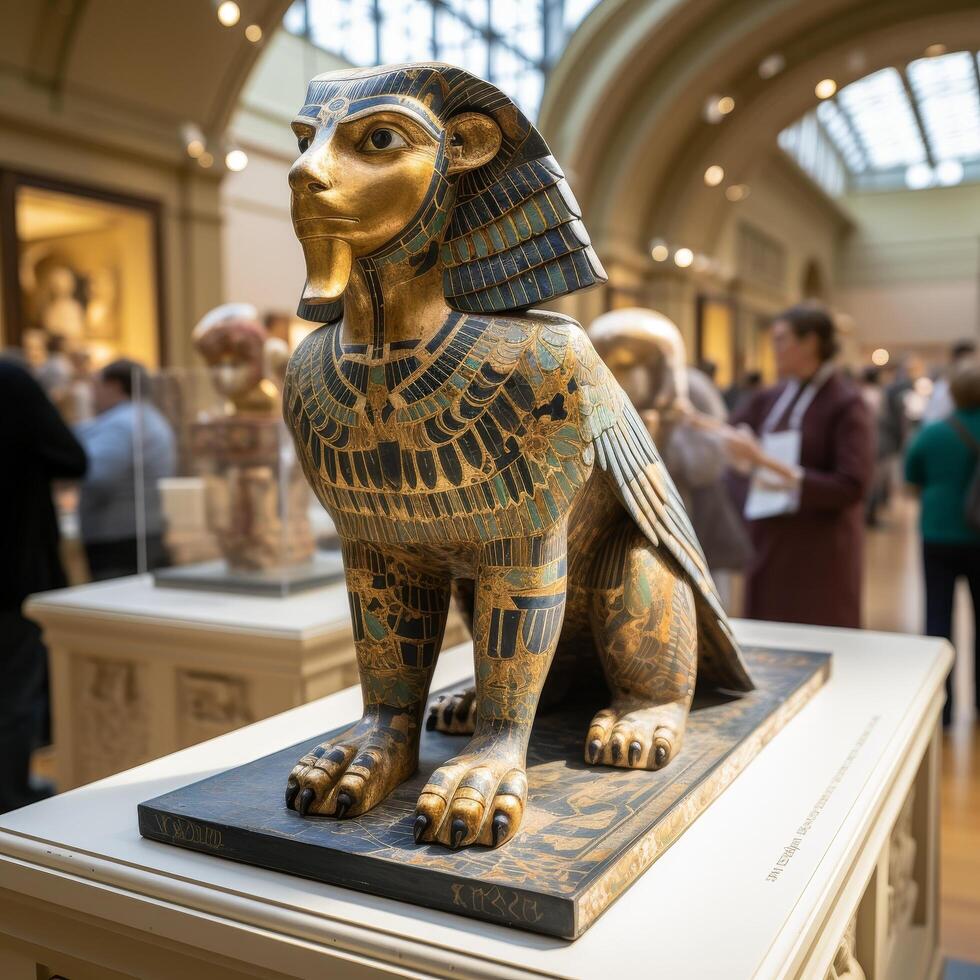 ancient egyptian sphinx statue on display in museum photo