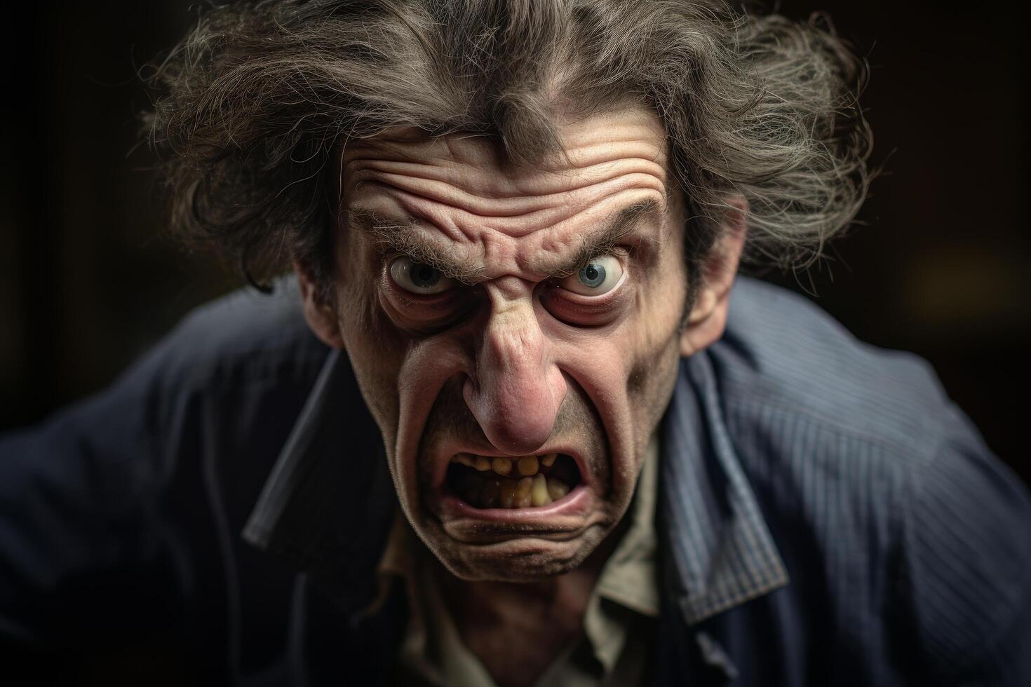 Frightening Angry Man with Intense Expression photo