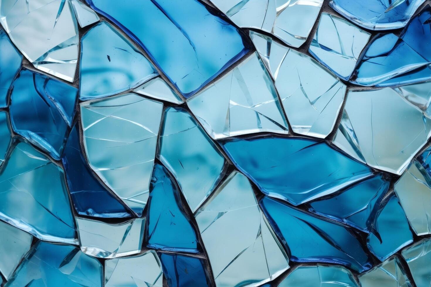 Shattered glass texture in shades of blue photo
