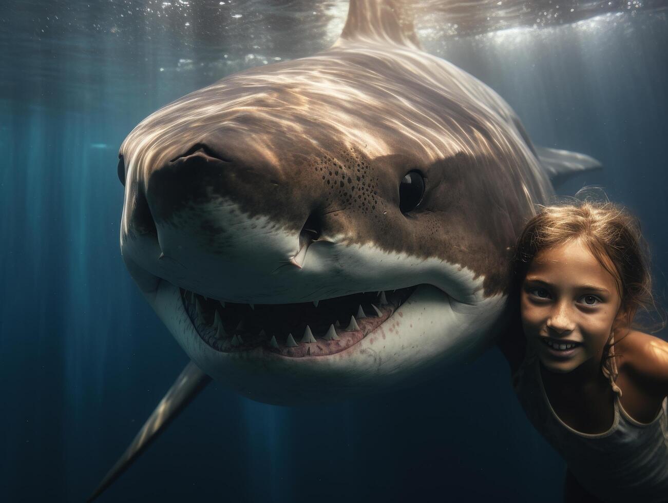 Underwater encounter with a large shark photo