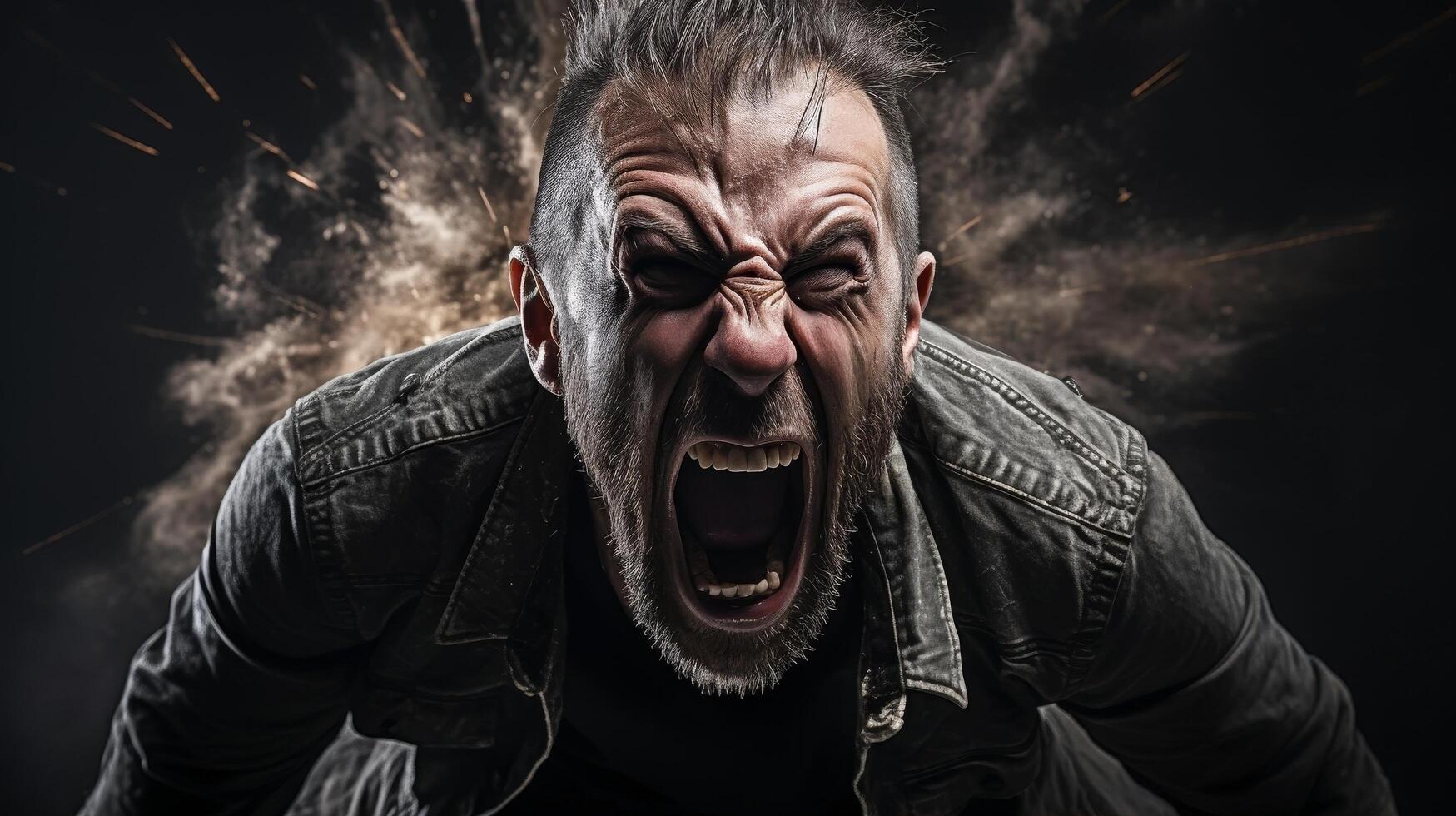 Intense angry man screaming photo