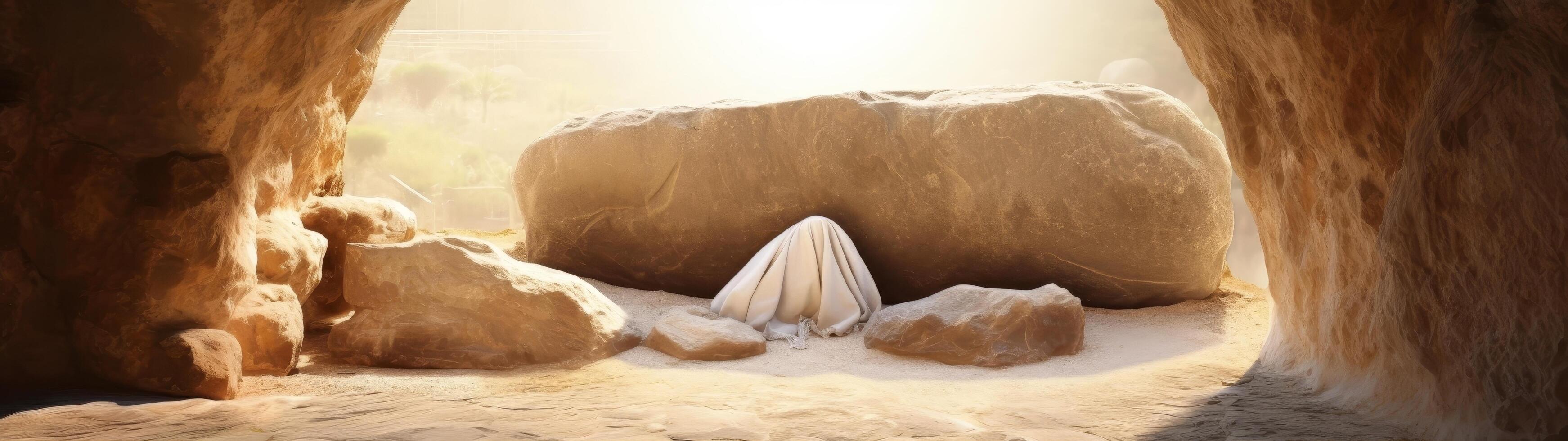 Mysterious figure in a desert cave photo